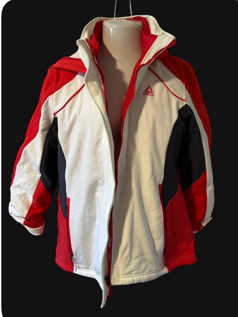 Reebok Kids Red, White & Black Colorblock Puffer Jacket
